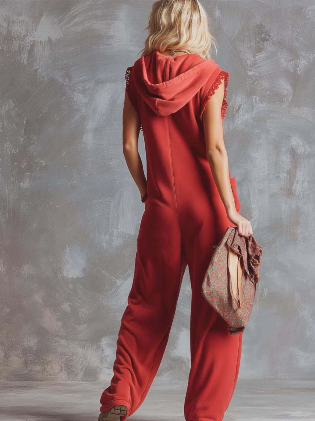 Raspberry Sporty Hooded Jumpsuit