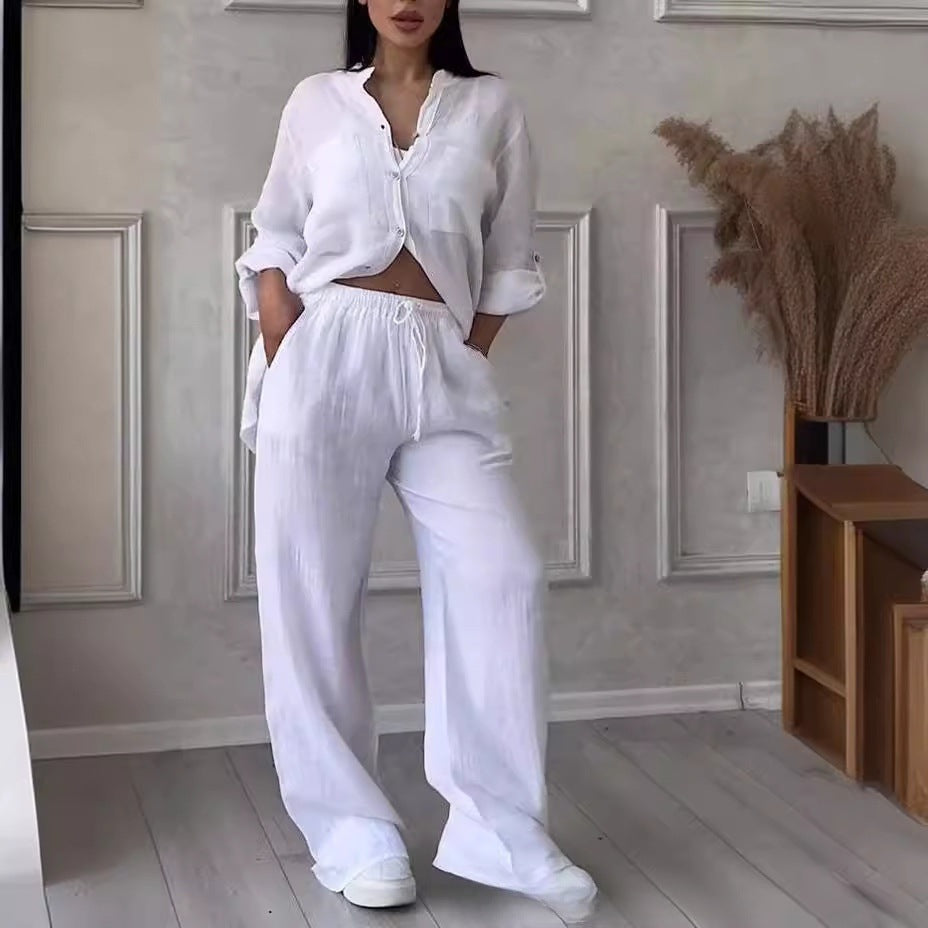Everyday Cotton-Linen Blouse Pants Set