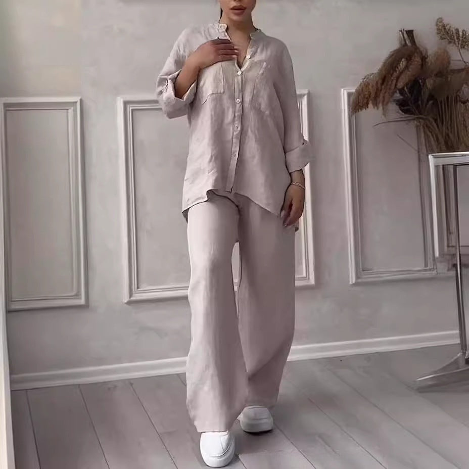 Everyday Cotton-Linen Blouse Pants Set