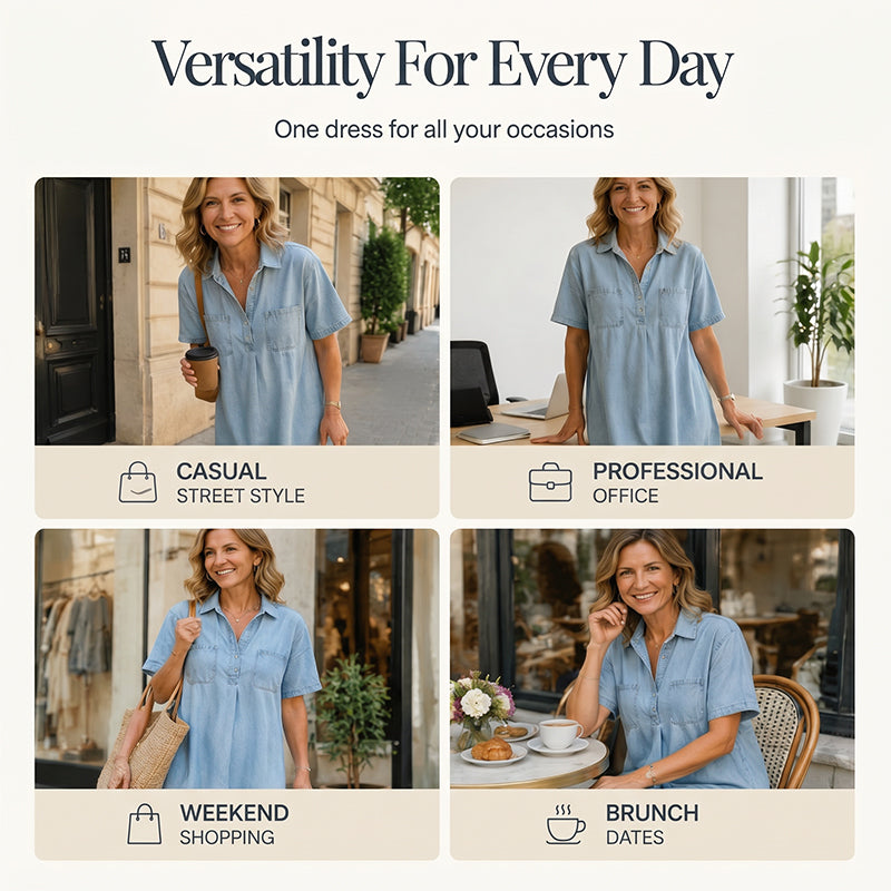 Easy Pocket Denim Midi Dress