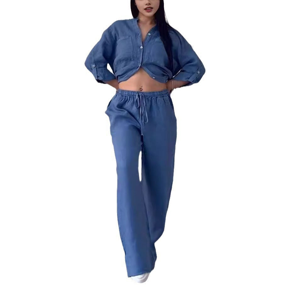 Everyday Cotton-Linen Blouse Pants Set