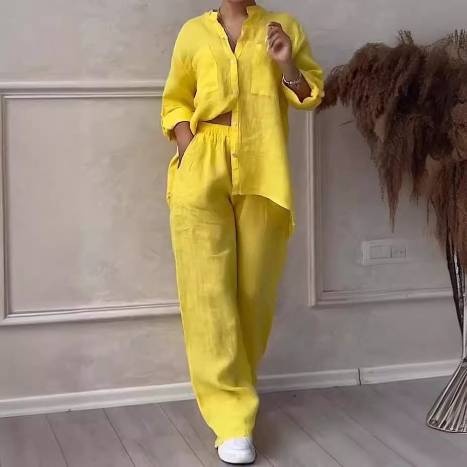 Everyday Cotton-Linen Blouse Pants Set