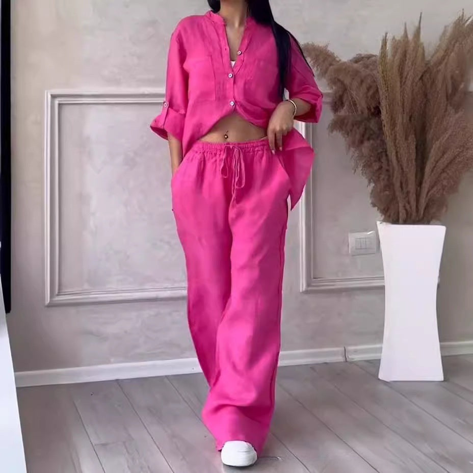 Everyday Cotton-Linen Blouse Pants Set