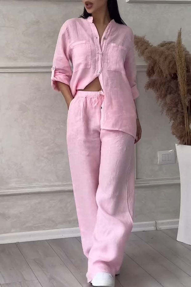 Everyday Cotton-Linen Blouse Pants Set